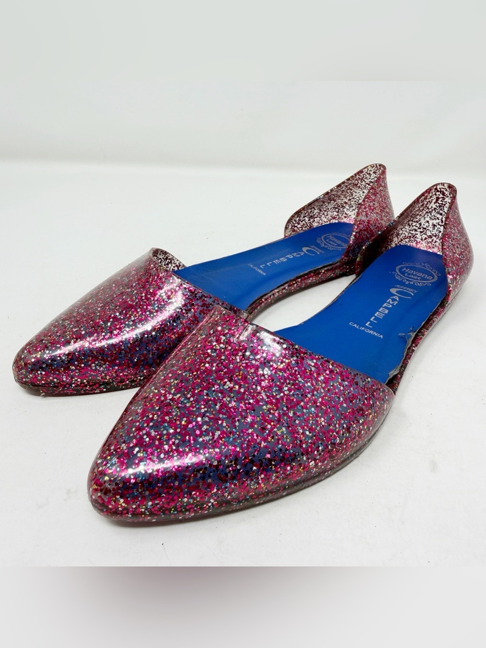 Jeffrey Campbell Havana Jelly Love Flats Pink Multi Glitter D'Orsay Shoes 8